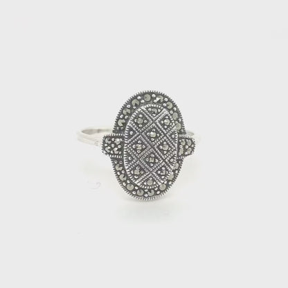Clementine: Art Deco Ring in Marcasite and Sterling Silver