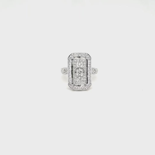 Dolores: Art Deco Style Ring in Cubic Zirconia and Sterling Silver
