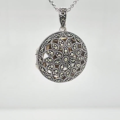 Trudy: Art Nouveau locket in Marcasite and Sterling Silver