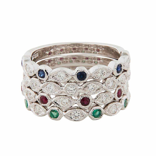 Bronte: Art Deco Style Ring in 9ct White Gold with Diamond