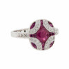 Art Deco Style Ring: 9ct White Gold, Ruby and Diamond