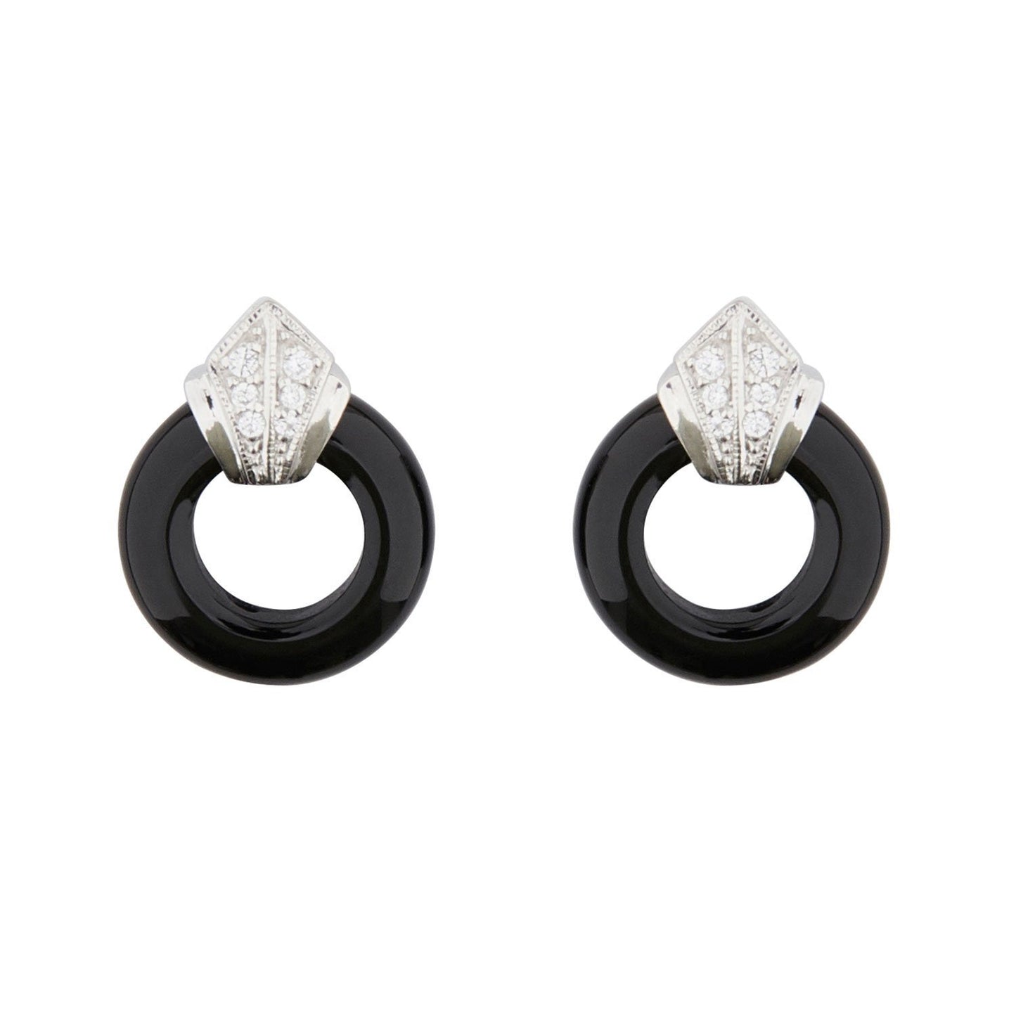 Wellington_&_North_Art_Deco_Jewellery_Katherine_Black_Onyx_Cubic_Zirconia_925_Sterling_Silver_Small_Hoop_Earrings