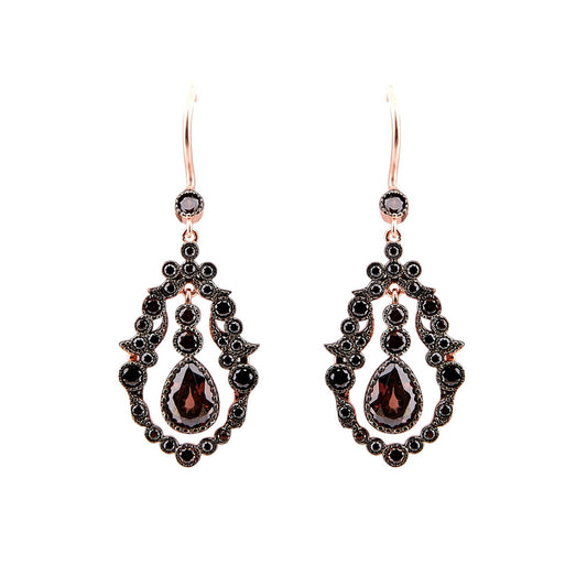 Rose Gold Drop Earrings with Cubic Zirconia 