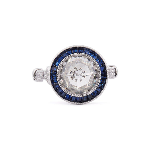 Scarlett: Art Deco Ring in Cubic Zirconia, Synthetic Sapphire and Sterling Silver